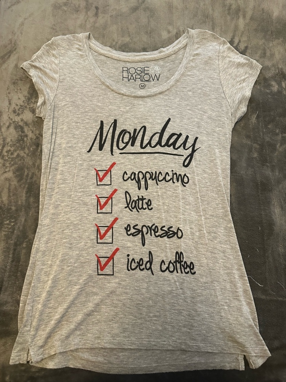 Rosie Harlow Women's Gray 'Monday' Coffee Checklist Tee